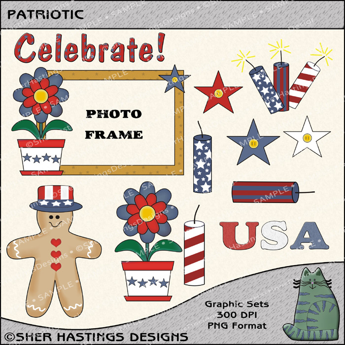 Patriotic Graphic And Clipart Set - Digital Scrapbooking Kit